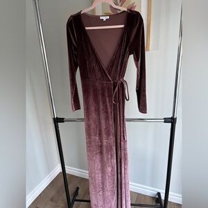 BALTIC BORN - Size S - Esmeralda | floor-length plum velvet wrap dress